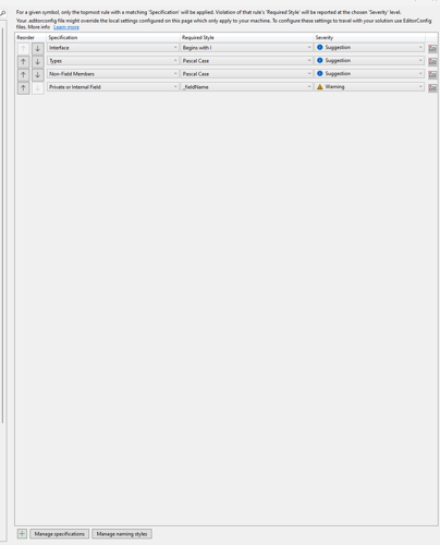 An image of field settings in Visual Studio